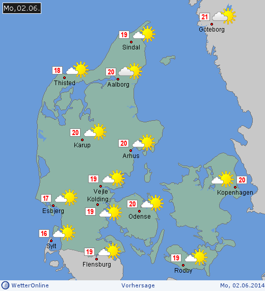 carte météo angleterre Danmark 2014 | GEONANCY